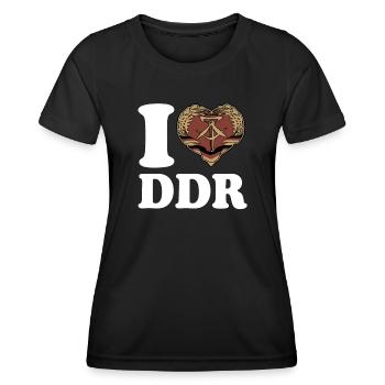 J’aime DDR - Coeur - Ostalgie - T-shirt sport Femme - noir - Devant - AI Model Female 172 light (172cm)