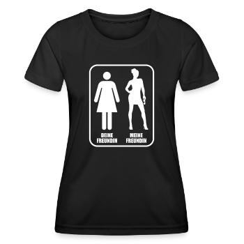 Deine Freundin - meine Freundin, Vergleich - Frauen Funktions-T-Shirt - Schwarz - Vorne - AI Model Female 172 light (172cm)