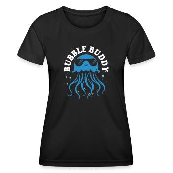 Bubble Buddy - Qualle mit Tentakeln, Meeresbewohne - Frauen Funktions-T-Shirt - Schwarz - Vorne - AI Model Female 172 light (172cm)
