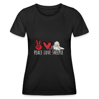 Old English Sheepdog Sheepie Bobtail - Frauen Funktions-T-Shirt - Schwarz - Vorne - AI Model Female 172 light (172cm)