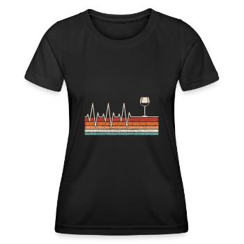 Wine Glass Heartbeat - Women's Functional T-Shirt - black - Front - AI Model Female 172 light (172cm)