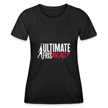 Disque de lancer de frisbee ultime - T-shirt sport Femme - noir - Devant - AI Model Female 172 light (172cm)