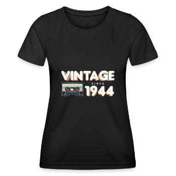 Vintage seit 1944 Nostalgik & Vintage Musik - Frauen Funktions-T-Shirt - Schwarz - Vorne - AI Model Female 172 light (172cm)