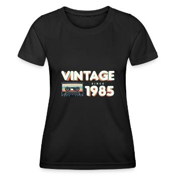Rétro Vintage 1985 Nostalgique Anniversaire Hommes Femmes - T-shirt sport Femme - noir - Devant - AI Model Female 172 light (172cm)