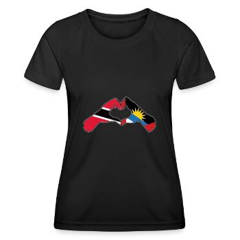 Antigua und Barbuda Flagge - Frauen Funktions-T-Shirt - Schwarz - Vorne - AI Model Female 172 light (172cm)