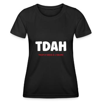 TDAH - T-shirt sport Femme - noir - Devant - AI Model Female 172 light (172cm)