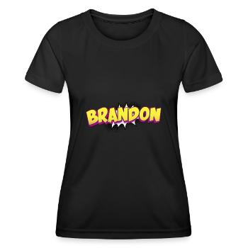 Brandon benutzerdefinierter Name Comic-Stil Pop-Art, - Frauen Funktions-T-Shirt - Schwarz - Vorne - AI Model Female 172 light (172cm)