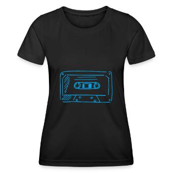 Kassette - Frauen Funktions-T-Shirt - Schwarz - Vorne - AI Model Female 172 light (172cm)