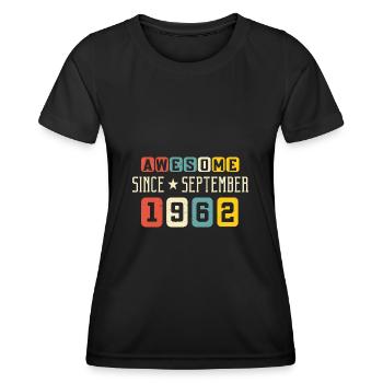 Septembre 1962 - cadeau du 60e anniversaire. Génial. - T-shirt sport Femme - noir - Devant - AI Model Female 172 light (172cm)