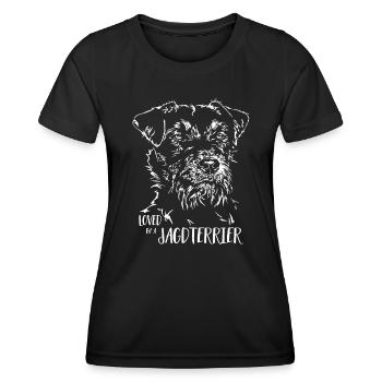 Loved by a Jagdterrier Hundespruch Hunde Wilsigns - Women's Functional T-Shirt - black - Front - AI Model Female 172 light (172cm)