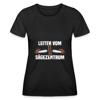 Leiter vom Sägezentrum Holz machen - Frauen Funktions-T-Shirt - Schwarz - Vorne - AI Model Female 172 light (172cm)