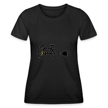 Electric Bike Cycling Biker E-Bike - Women's Functional T-Shirt - black - Front - AI Model Female 172 light (172cm)