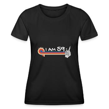 I Am 59 Plus Middle Finger - 60th Birthday - Women's Functional T-Shirt - black - Front - AI Model Female 172 light (172cm)