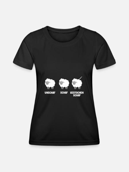 Unschaf Schaf gestochen Schaf - Frauen Funktions-T-Shirt - Schwarz