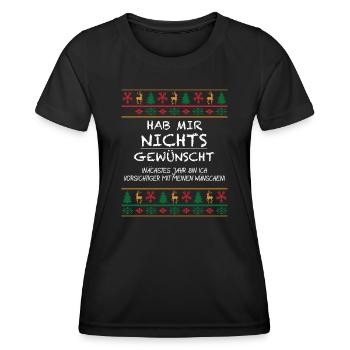 Hab mir nichts gewünscht ugly christmas lustig - Frauen Funktions-T-Shirt - Schwarz - Vorne - AI Model Female 172 light (172cm)