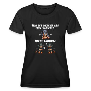 Was ist besser als ein Dackel zwei Dackel - Frauen Funktions-T-Shirt - Schwarz - Vorne - AI Model Female 172 light (172cm)