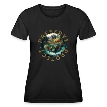 Preserve Protect Nature Naturbewusstsein bewahren - Frauen Funktions-T-Shirt - Schwarz - Vorne - AI Model Female 172 light (172cm)