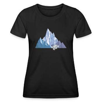 Alpen Berge Edelweiß Bergsteiger Wanderer - Frauen Funktions-T-Shirt - Schwarz - Vorne - AI Model Female 172 light (172cm)