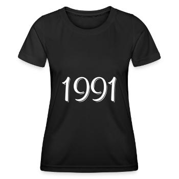 Année de naissance 1991 Cadeaux - T-shirt sport Femme - noir - Devant - AI Model Female 172 light (172cm)