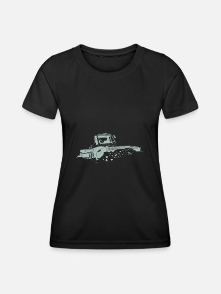 Pistenraupe Ski Wintersport Skifahrer Silhouette - Frauen Funktions-T-Shirt - Schwarz