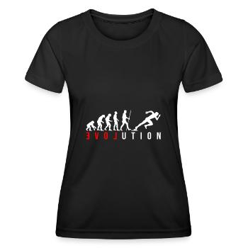Sprinter Sprint Läufer LOVE in rot mit Evolution - Frauen Funktions-T-Shirt - Schwarz - Vorne - AI Model Female 172 light (172cm)