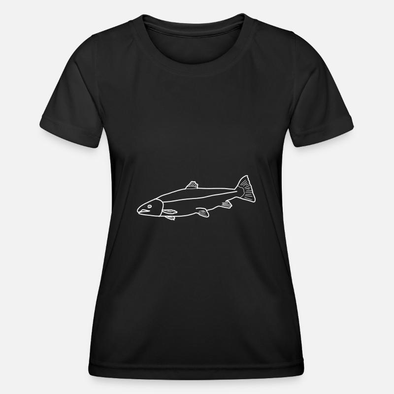 Salmon lineart - Women's Functional T-Shirt - black