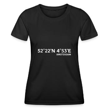 Amsterdam Koordinaten - Frauen Funktions-T-Shirt - Schwarz - Vorne - AI Model Female 172 light (172cm)