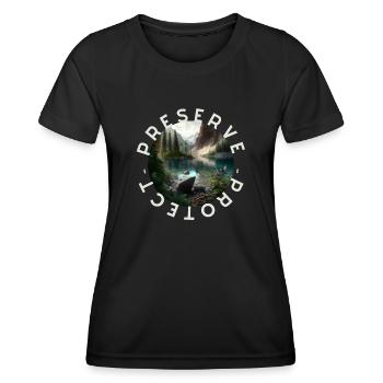 Preserve Protect Nature Naturbewusstsein bewahren - Frauen Funktions-T-Shirt - Schwarz - Vorne - AI Model Female 172 light (172cm)