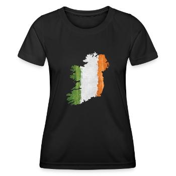 Irlande - frontière dans le drapeau national - T-shirt sport Femme - noir - Devant - AI Model Female 172 light (172cm)