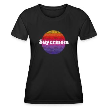 Supermom Retro Style Super Mutter - Frauen Funktions-T-Shirt - Schwarz - Vorne - AI Model Female 172 light (172cm)