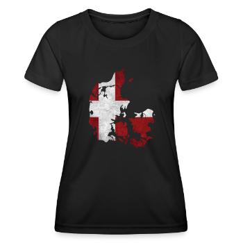 Danemark - frontière dans le drapeau national - T-shirt sport Femme - noir - Devant - AI Model Female 172 light (172cm)