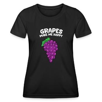 Raisin - Grapes make me happy - T-shirt sport Femme - noir - Devant - AI Model Female 172 light (172cm)