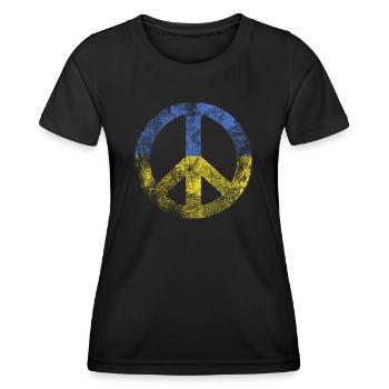 Peace sign Ukraine Stand for Ukraine Geschenk - Frauen Funktions-T-Shirt - Schwarz - Vorne - AI Model Female 172 light (172cm)