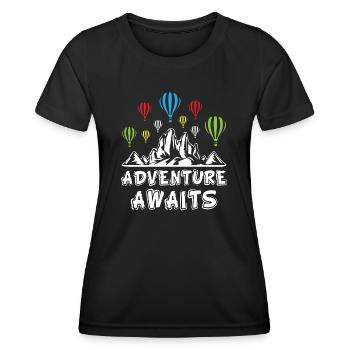 L’aventure attend les montgolfières - T-shirt sport Femme - noir - Devant - AI Model Female 172 light (172cm)
