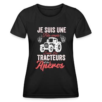 Agriculteur Tracteur Cadeau Agriculture Fermier - T-shirt sport Femme - noir - Devant - AI Model Female 172 light (172cm)