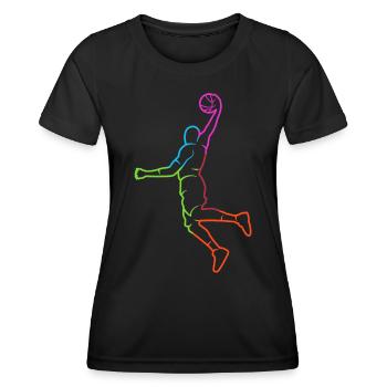 Basketballer Silhouette Bunt Basketballspieler - Frauen Funktions-T-Shirt - Schwarz - Vorne - AI Model Female 172 light (172cm)