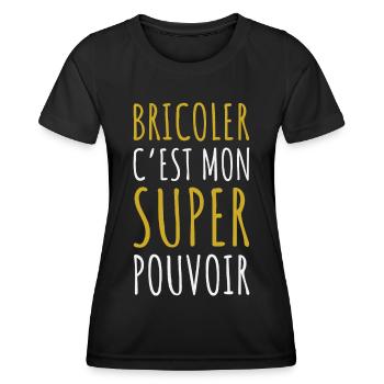 Bricolage Pouvoir Cadeau Humour Bricoleur Homme - T-shirt sport Femme - noir - Devant - AI Model Female 172 light (172cm)