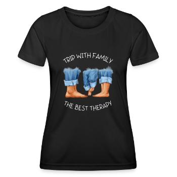 Trip with family, the best therapy - Frauen Funktions-T-Shirt - Schwarz - Vorne - AI Model Female 172 light (172cm)
