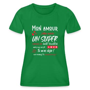 Mon amour humour saint valentin couple amoureux - T-shirt sport Femme - vert - Devant - AI Model Female 172 dark (172cm)