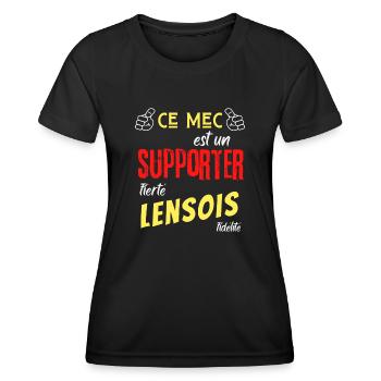 Lens Football supporter Lensois fier foot sang or - T-shirt sport Femme - noir - Devant - AI Model Female 172 light (172cm)