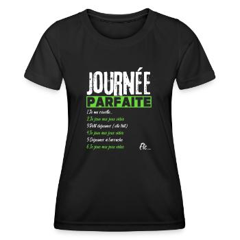 Journée parfaite de gamer jeux vidéo gaming humour - T-shirt sport Femme - noir - Devant - AI Model Female 172 light (172cm)