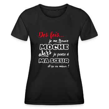 Sœur Humour blague fratrie Cadeau frère et soeur - T-shirt sport Femme - noir - Devant - AI Model Female 172 light (172cm)