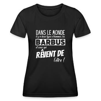 Barbe humour Cadeau Homme Barbu drôle viril barber - T-shirt sport Femme - noir - Devant - AI Model Female 172 light (172cm)