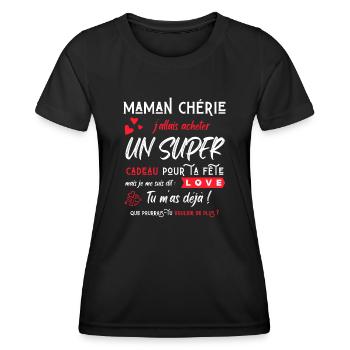 Cadeau maman d'amour Humour fête des mères drôle - T-shirt sport Femme - noir - Devant - AI Model Female 172 light (172cm)