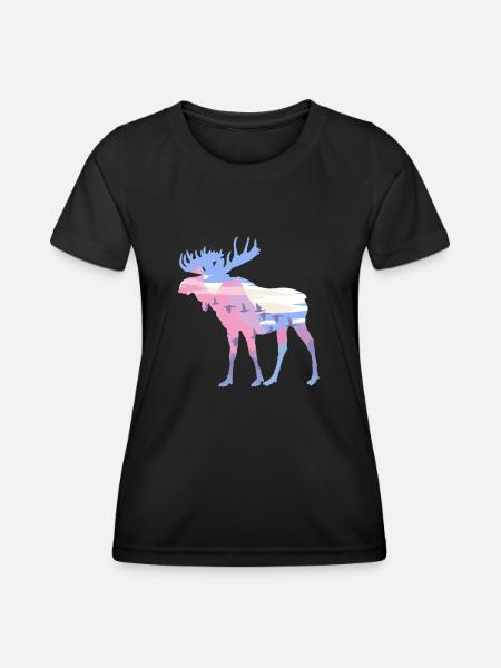 Elch - Frauen Funktions-T-Shirt - Schwarz
