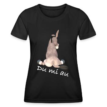 Du mi au, Witzig, Esel, schwäbisch - Frauen Funktions-T-Shirt - Schwarz - Vorne - AI Model Female 172 light (172cm)