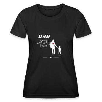 Papa l’homme au grand cœur - T-shirt sport Femme - noir - Devant - AI Model Female 172 light (172cm)