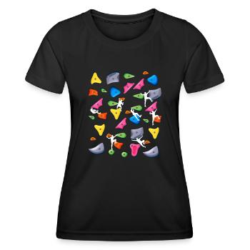 Klettern - Bouldern Boulder - Frauen Funktions-T-Shirt - Schwarz - Vorne - AI Model Female 172 light (172cm)