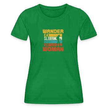 Wander Women - Eat Sleep Hike Repeat - Women's Functional T-Shirt - kelly green - Front - AI Model Female 172 dark (172cm)