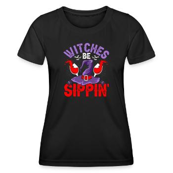 Hexen Be Sippin Damen Lustiges Halloween T-Shirt - Frauen Funktions-T-Shirt - Schwarz - Vorne - AI Model Female 172 light (172cm)